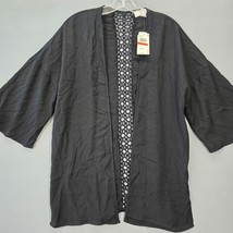 Hippie Rose Women Shirt Size XS Black Kimono Preppy Lace Open Short Sleeves Top - £13.20 GBP