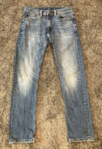 Levis 513 Jeans Mens 31x32 Blue Slim Straight Leg Distressed Faded Soft Red Tab - £30.69 GBP