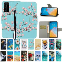 For Huawei P40 Lite P40 Pro P40 Painted Flip Leather Wallet Card Case Cover - £42.19 GBP