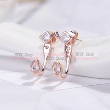  Rose Gold Geometric Shapes Earrings with Clear Zirconia and Detachable Jackets - £14.59 GBP