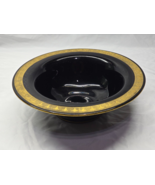 Art Deco Vintage Tiffin 11.5&quot; Black Amethyst Glass Console Bowl With Gol... - $23.74