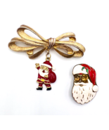 Two Vintage Enamel Christmas Santa Brooch Pins - $29.88 CAD