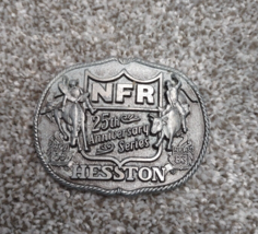 Vtg NFR 25th Anniversary Belt Buckle 1983 Hesston Pro Rodeo Cowboys Association - £7.96 GBP