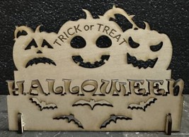 3 Laser Cut Natural Wood Halloween Thanksgiving Decorations Pumpkins Ghost Bats - £11.13 GBP