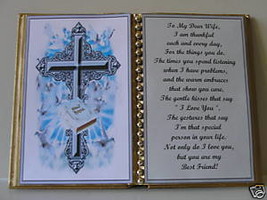 WIFE BIRTHDAY/CHRISTMAS/MOTHERS DAY GIFT/CROSS W/ BIBLE - £10.66 GBP