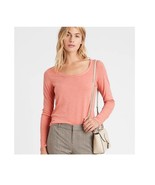 Banana Republic long sleeve t-shirt, M, NWT coral pink slub tshirt scoop... - £14.47 GBP