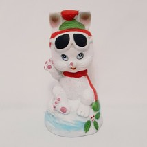 Critter Bell White Rabbit Winter Bisque Porcelain Jasco R.O.C. 1980 Chri... - $17.89