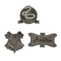 Harry Potter House of Slytherin Logo Metal Lapel Pin Set of 3 NEW UNUSED - £9.19 GBP