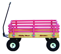 LARGE Amish Handcrafted Valley Road Steel Frame Classic Wood Wagon, PINK - £251.78 GBP