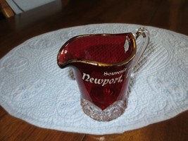 Vintage Newport Nh Souvenir Cranberry Flash Glass Creamer - 4&quot; - £11.95 GBP