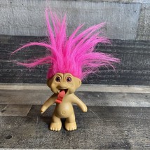 Vtg 1991 TN&#39;T Pink Hair Squeeze Inflatable Ripped Tongue &quot;Nasty&quot; Troll Doll 4&quot; - £7.36 GBP