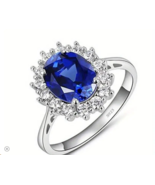 Exquisite Sterling Silver Blue Cubic Zironia Ring - $365.96 MXN