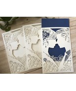Pocket invitation Cards,Laser Cut Wedding Invitation,30pcs Cream Wedding... - $44.89 CAD