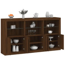 Sideboard with LED Lights Brown Oak 181.5x37x100 cm - £157.45 GBP