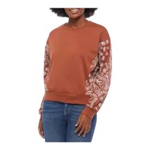 Belle du Jour Women Size XS Block Print Pullover Sweatshirt Brown Paisle... - £17.28 GBP