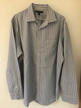 Banana Republic Oxford Non Iron Classic Blue Stripe Dress Shirt 17 17.5 ... - $36.99