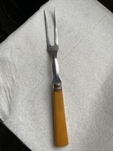 Vintage Meat Fork Gold Yellow Utensil Looks Like Bakelite - £6.12 GBP