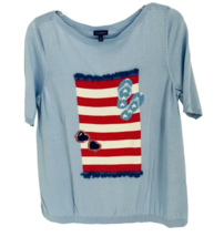 TALBOTS Cotton Top T-Shirt Beach Nautical Short Sleeve Size Med - $9.89