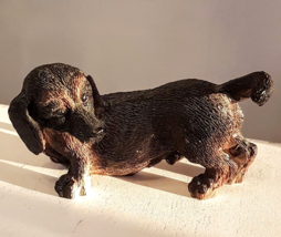 Dachshund Weiner Hound Dog Resin Figurine 4&quot; long Black Coat - $7.85