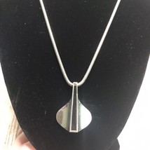 Givenchy Paris Vintage Necklace with Pendant Silver Tone with Black Modernist - £73.40 GBP