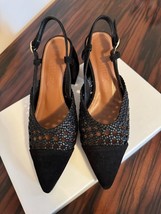 Martinez Black Woven Leather Suede Slingback Shoes SZ 6 Spain NIB - $98.01