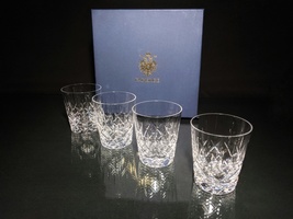 Faberge Atelier Clear Crystal Old Fashion Glasses NIB. 4.5&quot; H x 3.75&quot; W  - $895.00