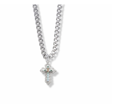Sterling Silver Enameled Rose Filigree Cross Necklace &amp; Chain - £54.66 GBP