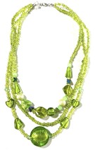 Vintage Lime Green Multi-Strand Acrylic Bead Statement Necklace 20” - $17.95