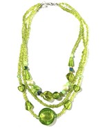 Vintage Lime Green Multi-Strand Acrylic Bead Statement Necklace 20” - $17.95