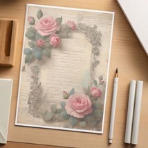 48  Sheets of  Decorative Stationery Paper for Letters , 8.5 x 11 - Roses#06720 - £19.75 GBP