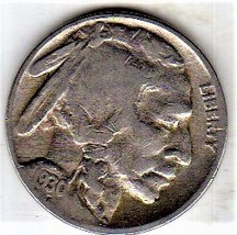 1930 P Buffalo Coin (Indian Head) Nickel - £2.79 GBP