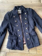 Zara Trafaluc Women Jacket M Military Moto Raw Edge Zip Up Button Accent... - $58.79