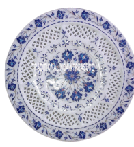13&quot; Marble Best Serving Dish Plate Real Lapis Lazuli Inlay Gifts Kitchen... - $443.52