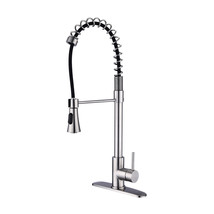 Brushed Nickle Single Handle Commercial Modern Spring High Arc Kitchen F... - £93.24 GBP