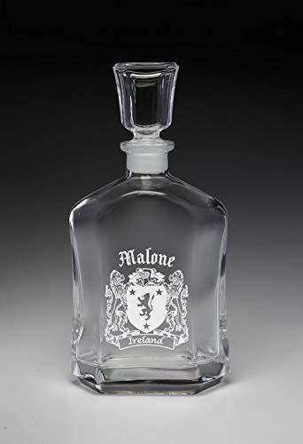 Malone Irish Coat of Arms Whiskey Decanter (Sand Etched)