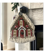 Max Studio Gingerbread House Shaped Christmas Stocking Beaded Wool Blend - £38.45 GBP