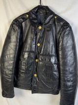 Vintage Kale Uniforms Black Leather Jacket Police Biker Work Men’s Mediu... - $249.99