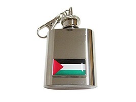 Thin Bordered Palestine Flag Pendant 1 Oz. Stainless Steel Key Chain Flask - £24.03 GBP
