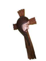 3D Ceramic Jesus Profile On Cross 18&quot;T Hanging Wall Plaque Hand Painted - £15.65 GBP