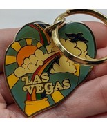 Vintage Las Vegas Double Heart Rainbow Pot Of Gold Keychain 2&quot; - $19.80