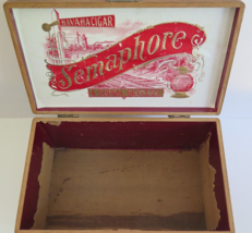 Antique Dovetailed Wood HAVANA CIGAR Box Semaphore Leavenworth Kansas - £71.52 GBP