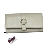 Mundi Wallet File Master Organizer Almond With Goldtone Ring Overlay Tri... - $23.36 CAD