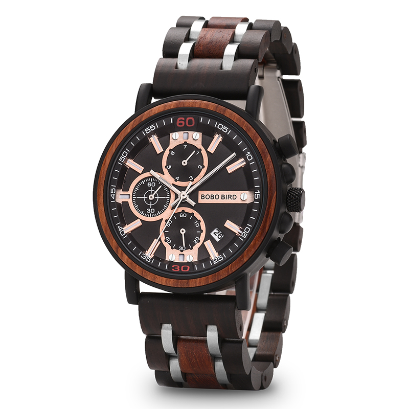 bobo bird Cool day calendar chronograph wooden watch - $109.00