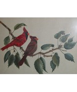 RED WING SONG BIRD CARDINAL ORIGINAL ART PAINTING VTG HOME DECOR AUDUBON... - £48.07 GBP