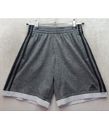 adidas Basketball Shorts Boys S Gray Polyester Black Stripe Elastic Wais... - $342.64 MXN