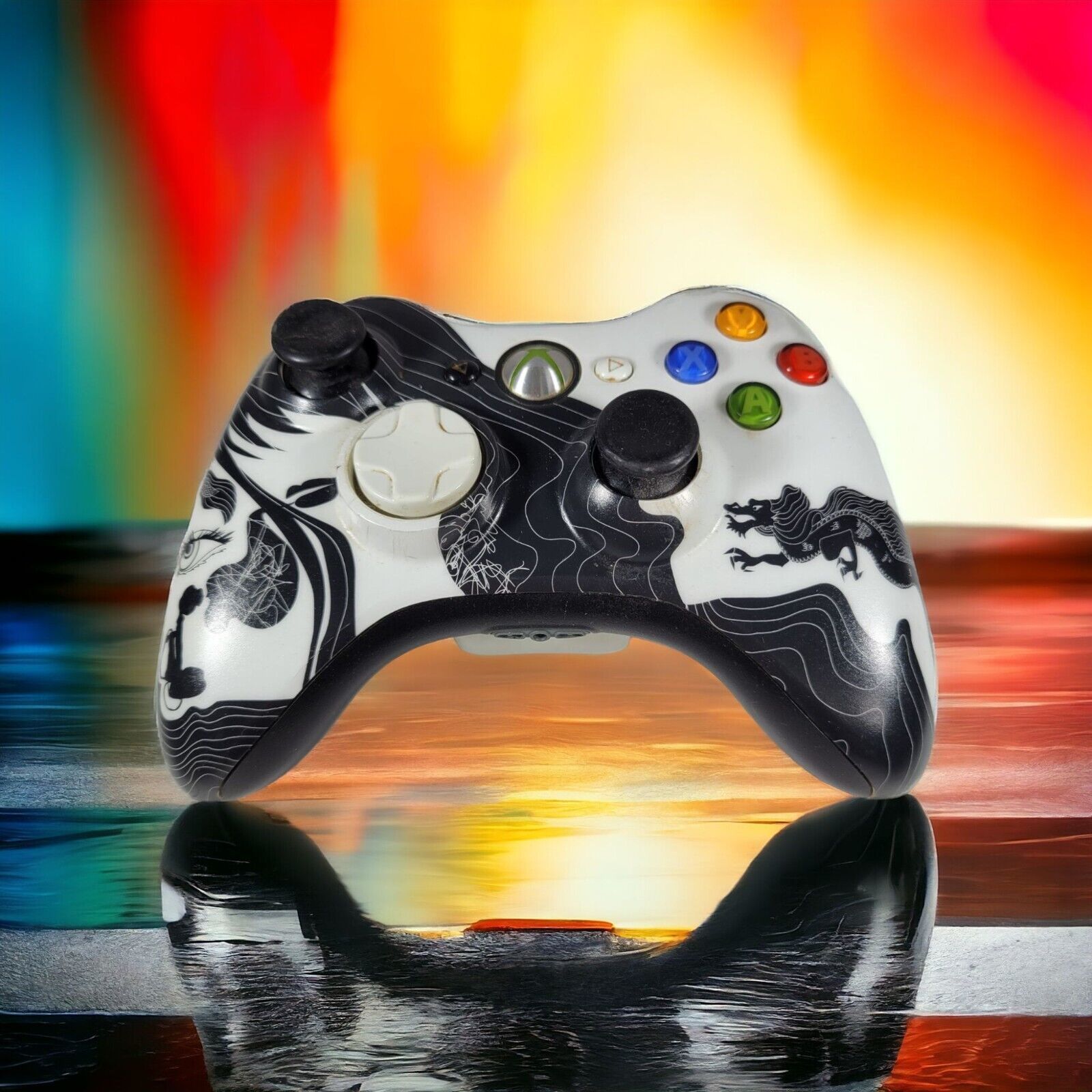 XBox 360 Wireless Limited Edition Dragon Age Black & White Controller TESTED - $34.13