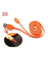 3x Orange 1M Micro USB charger cable for JBL Charge 2 Plus Bluetooth spe... - £9.38 GBP