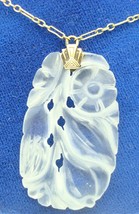 Authenticity Guarantee 
14k Yellow Gold Art Deco Carved Rock Crystal Necklace... - $741.51