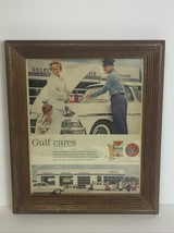 Nov - 1959 Gulf Gasoline Framed Ad with Ford Fairlane.  Gas  Pumps &amp; Gul... - $14.83