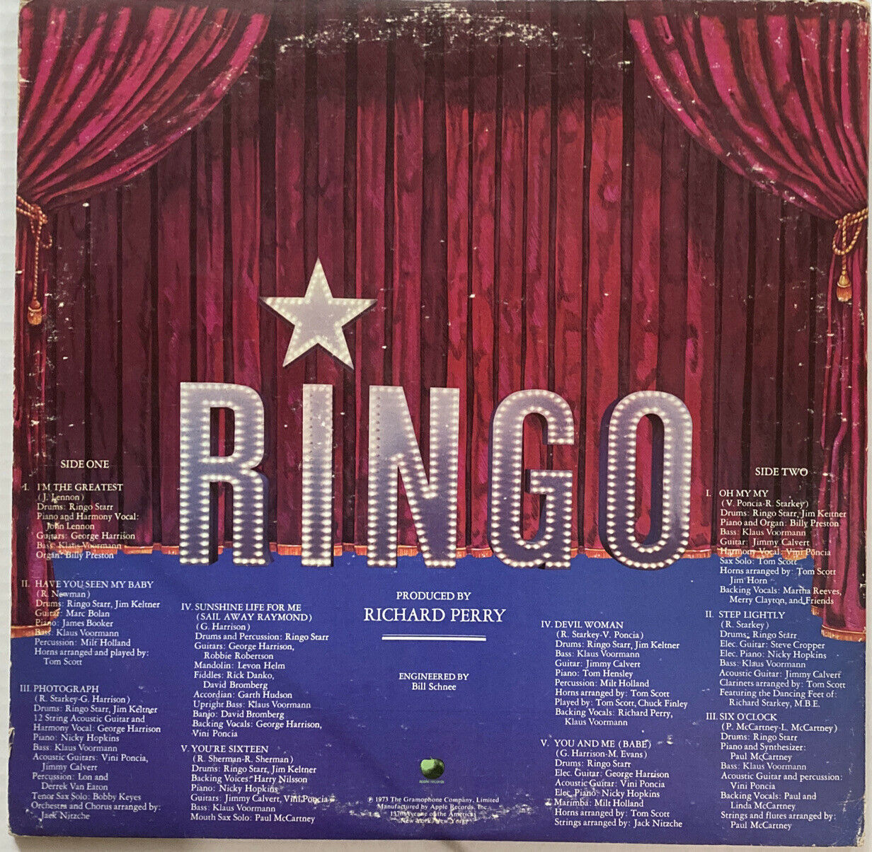 Ringo Starr Self Titled Vinyl LP SWAL 3413 1st Pressing Gatefold - Beatles Item image 2